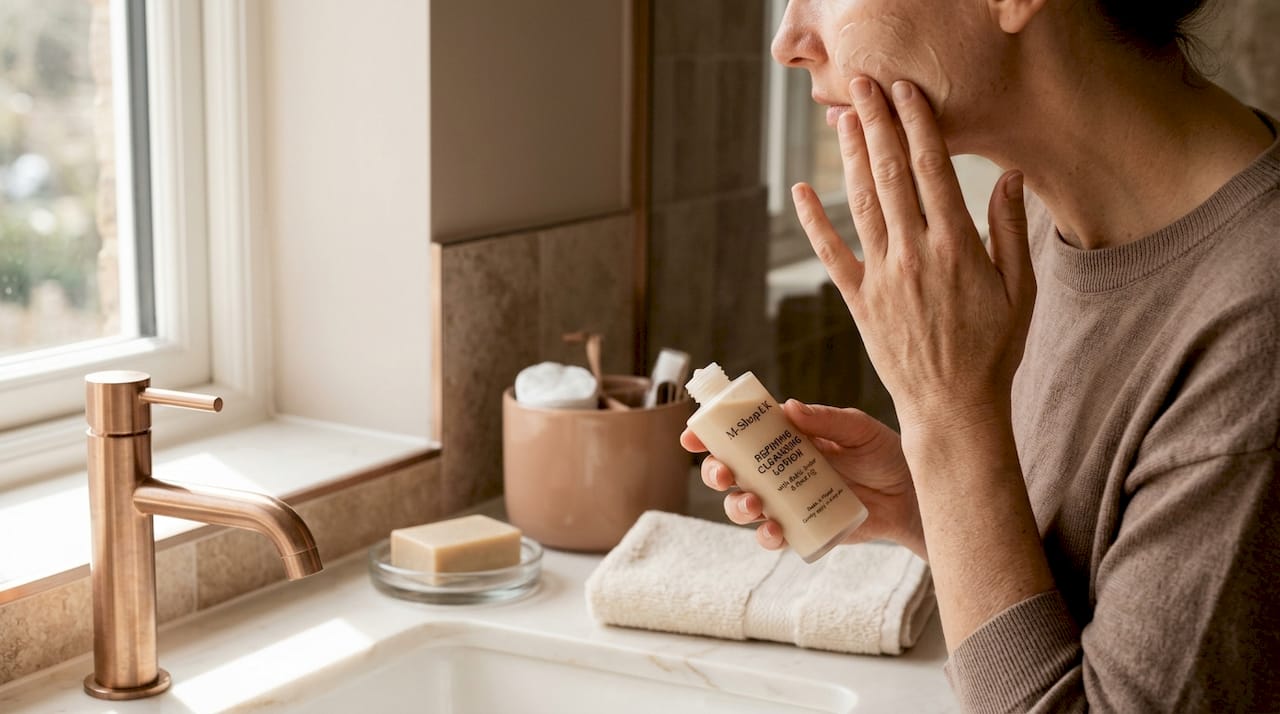 Applying gentle Polish cleanser on skin
