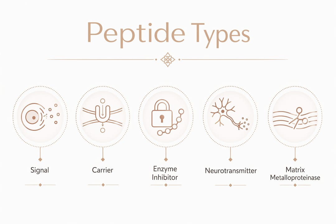Infographic showing peptide types and their functions