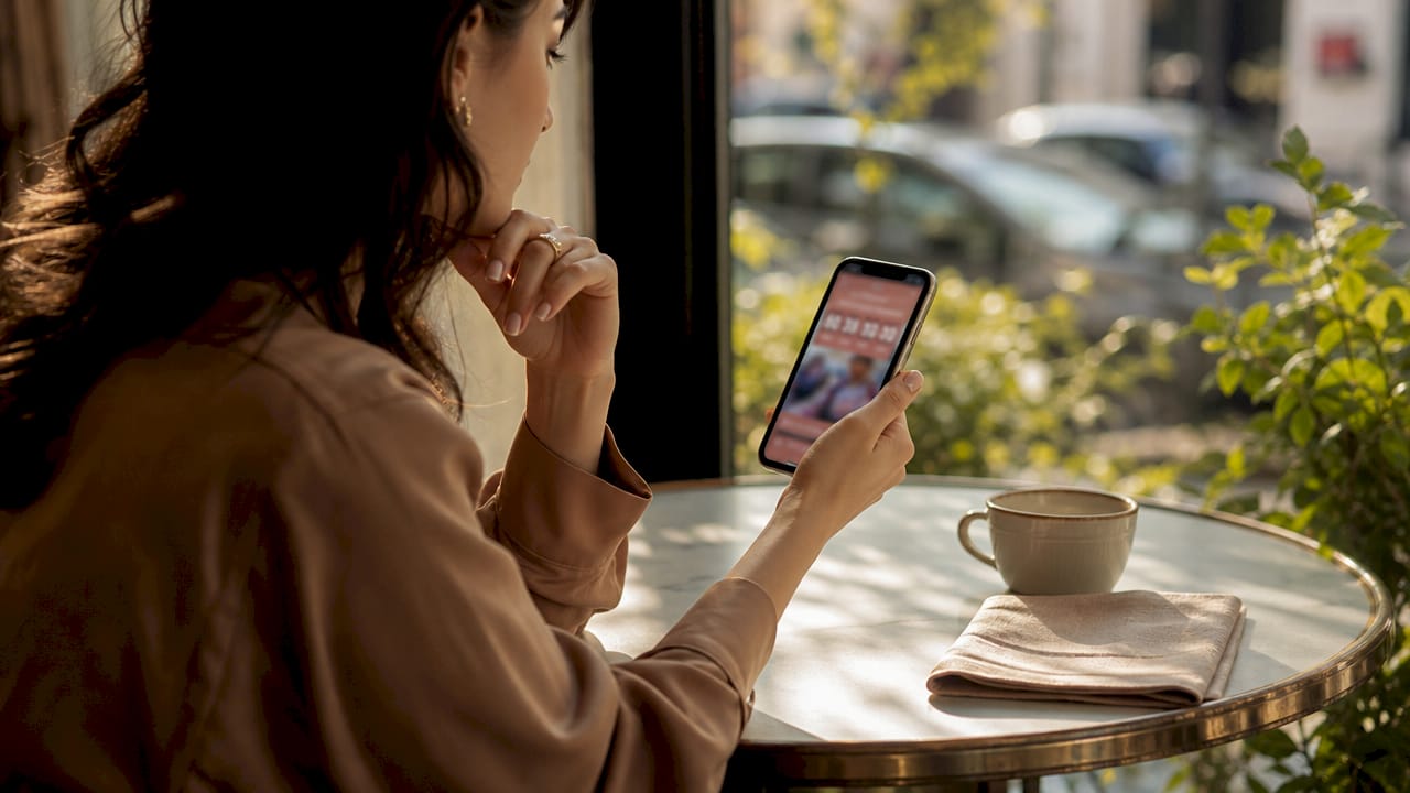 Hands holding smartphone with flash sale countdown timer