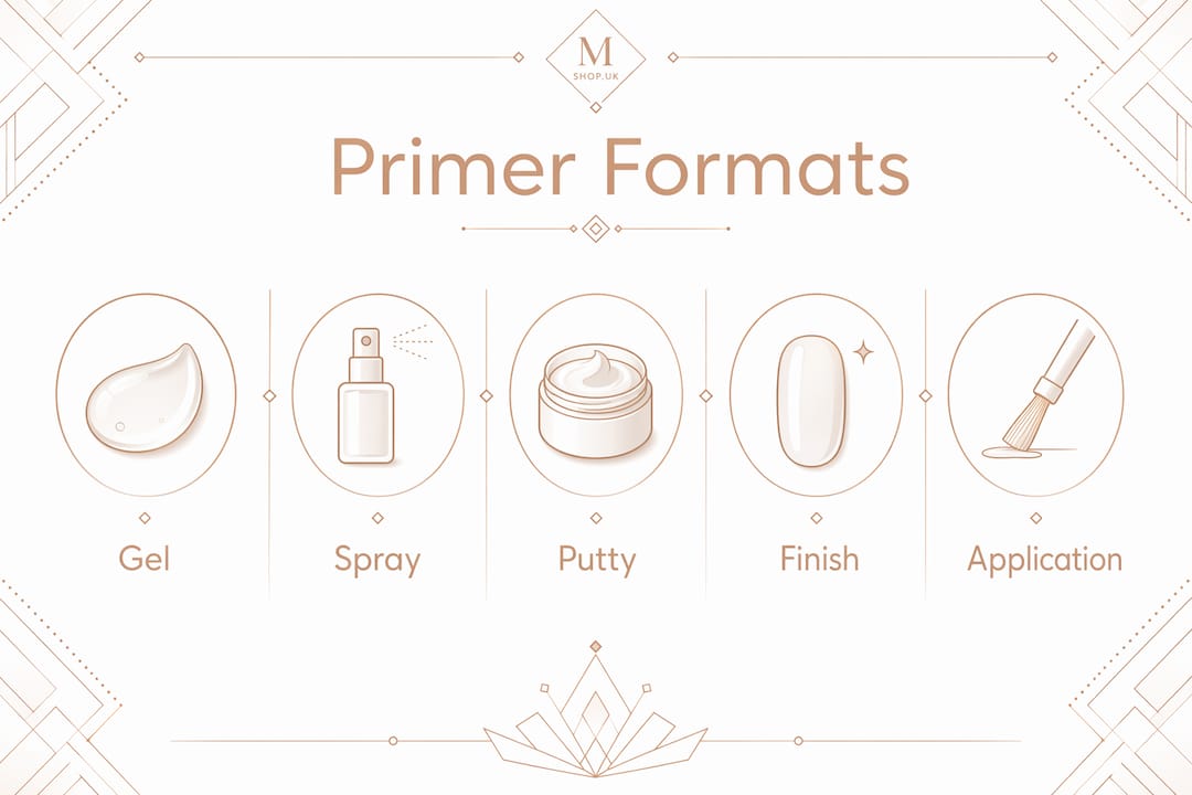 Infographic illustrating primer formats and application steps