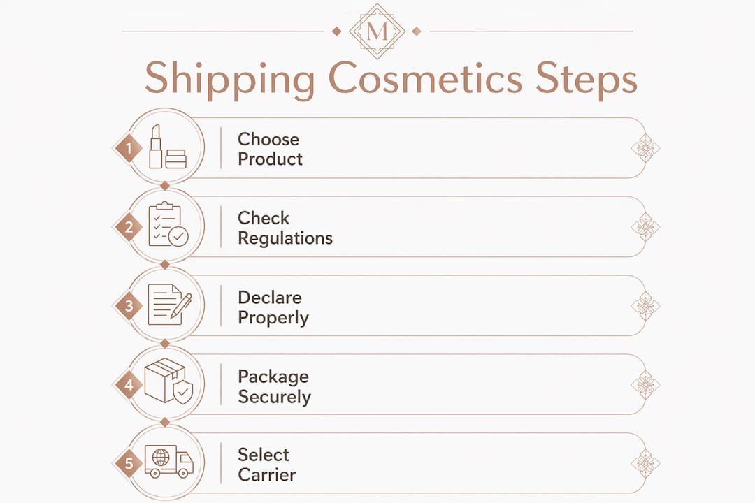 Step-by-step infographic on shipping cosmetics