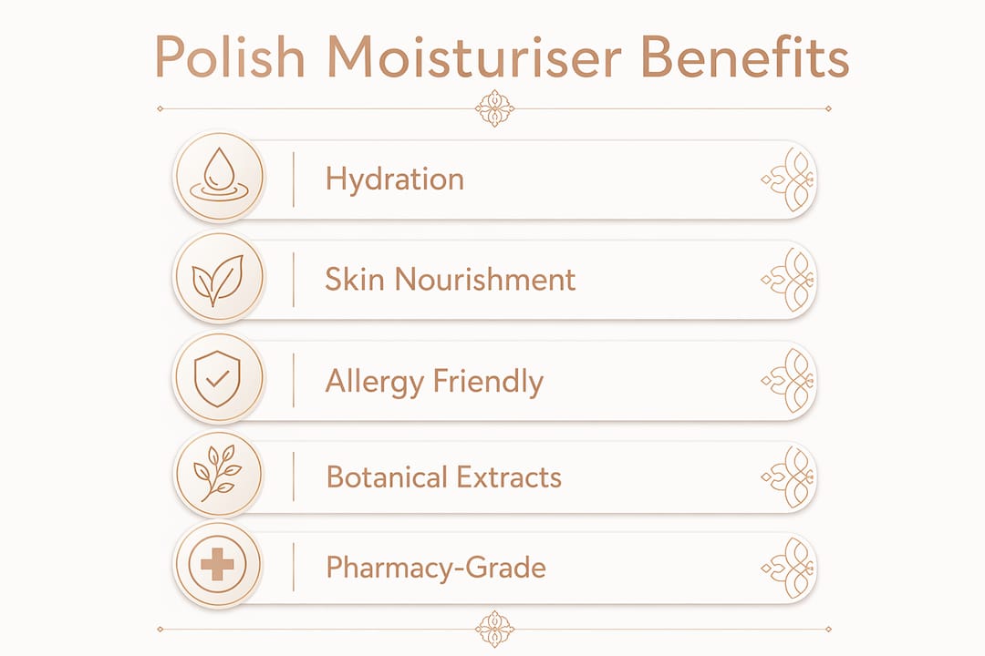 Infographic with key benefits of Polish moisturisers