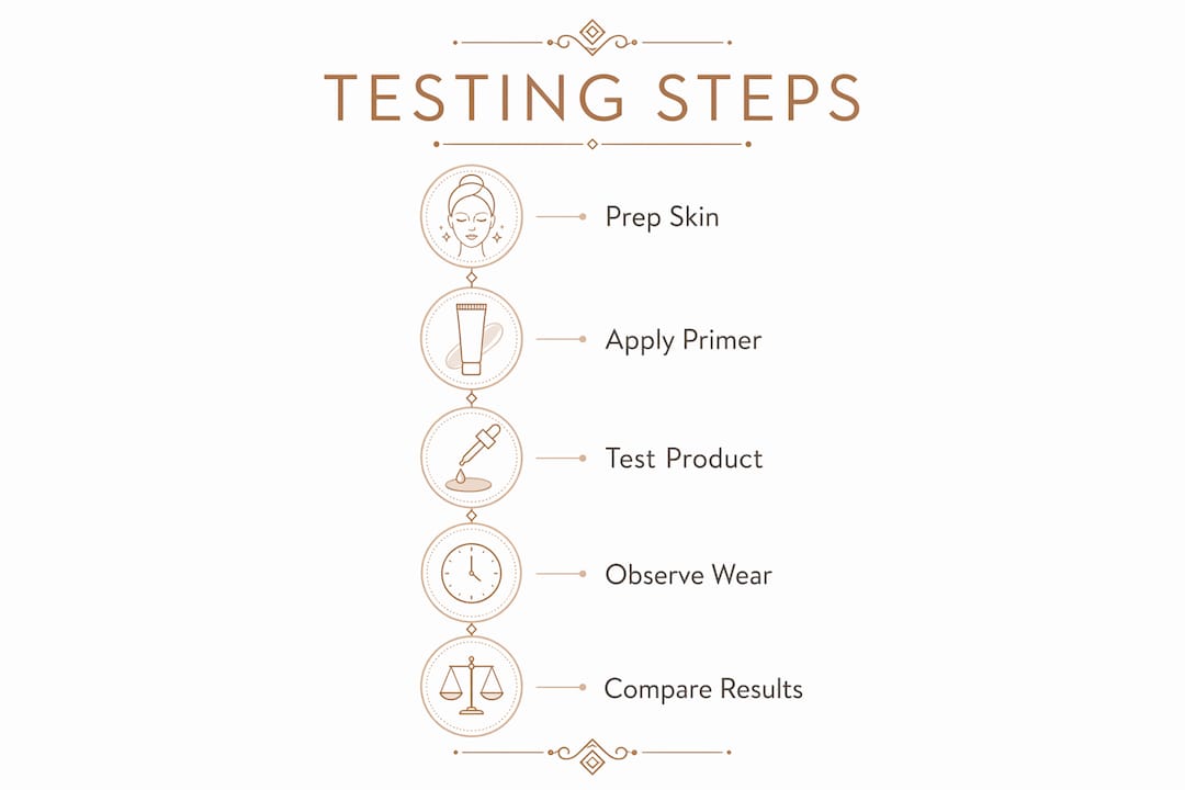 Infographic outlining step-by-step process for testing beauty products