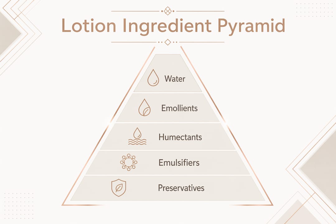 Infographic showing hierarchy of lotion ingredients