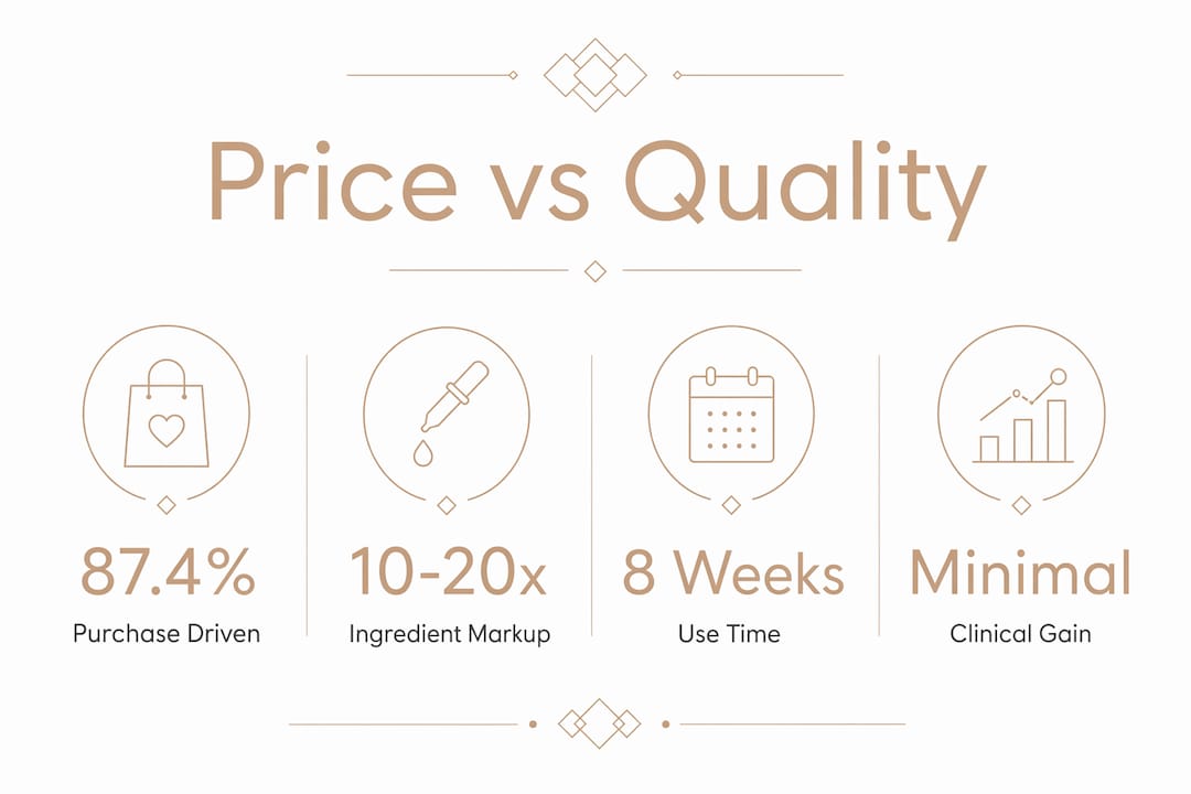 Infographic comparing cosmetic price and quality factors