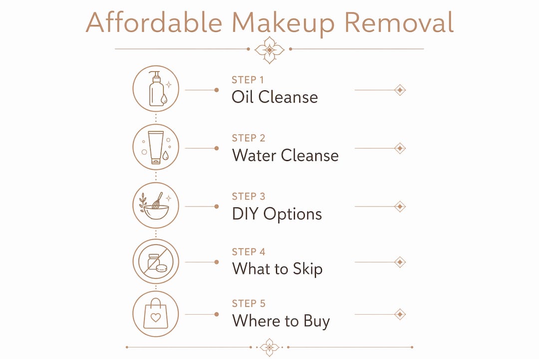 Infographic outlining affordable makeup removal steps