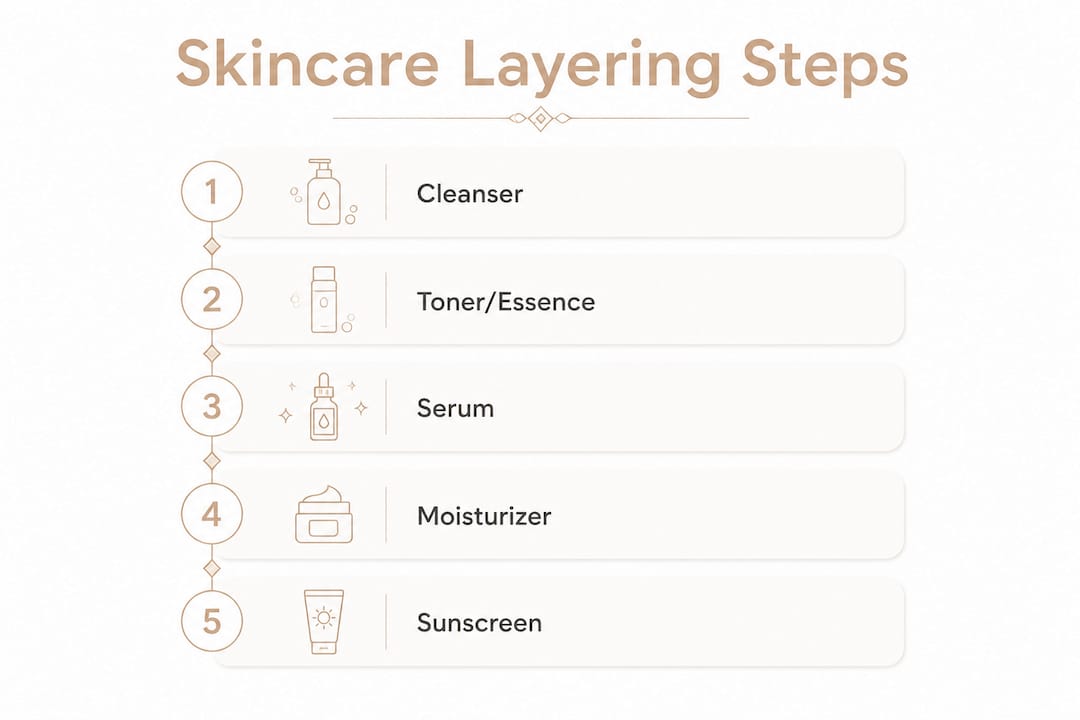Infographic showing skincare layering order steps