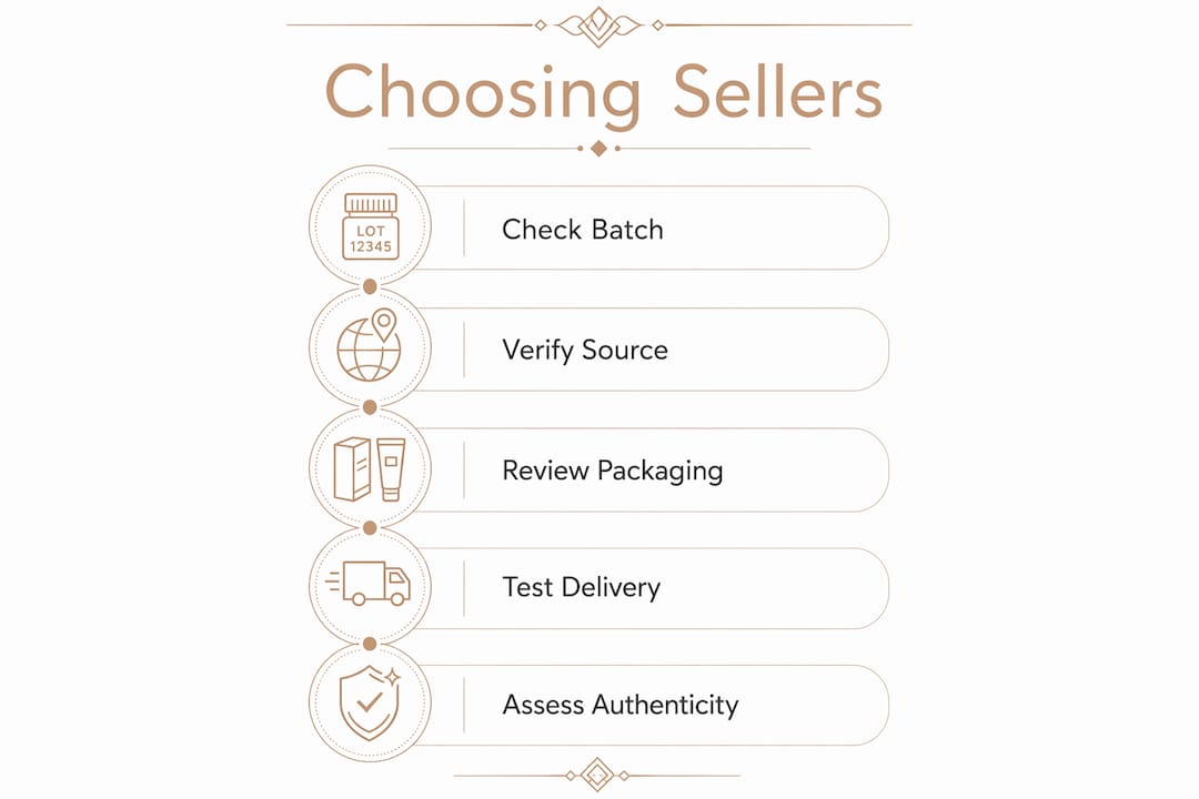 Infographic with steps to choose Polish cosmetics sellers