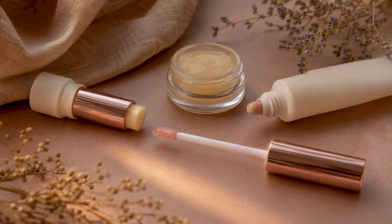 Four types of lip balm formats arranged
