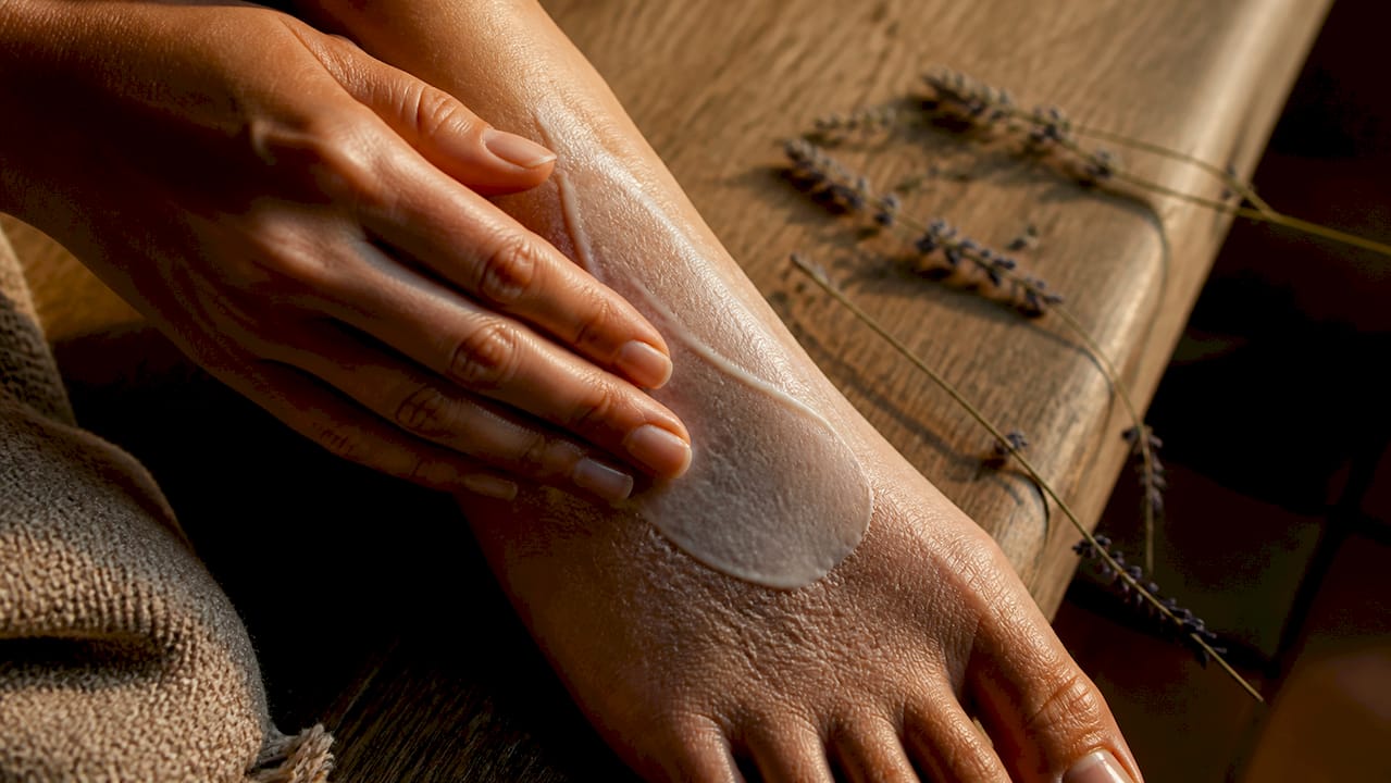 Lotion smoothing rough heel skin