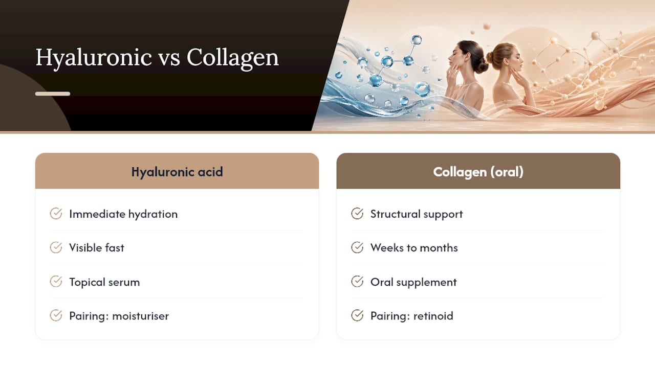 Comparison of hyaluronic acid and collagen effects