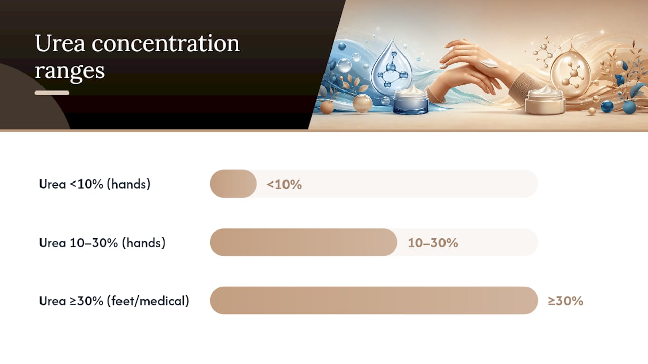 Comparison chart of urea and glycerin percentages in creams