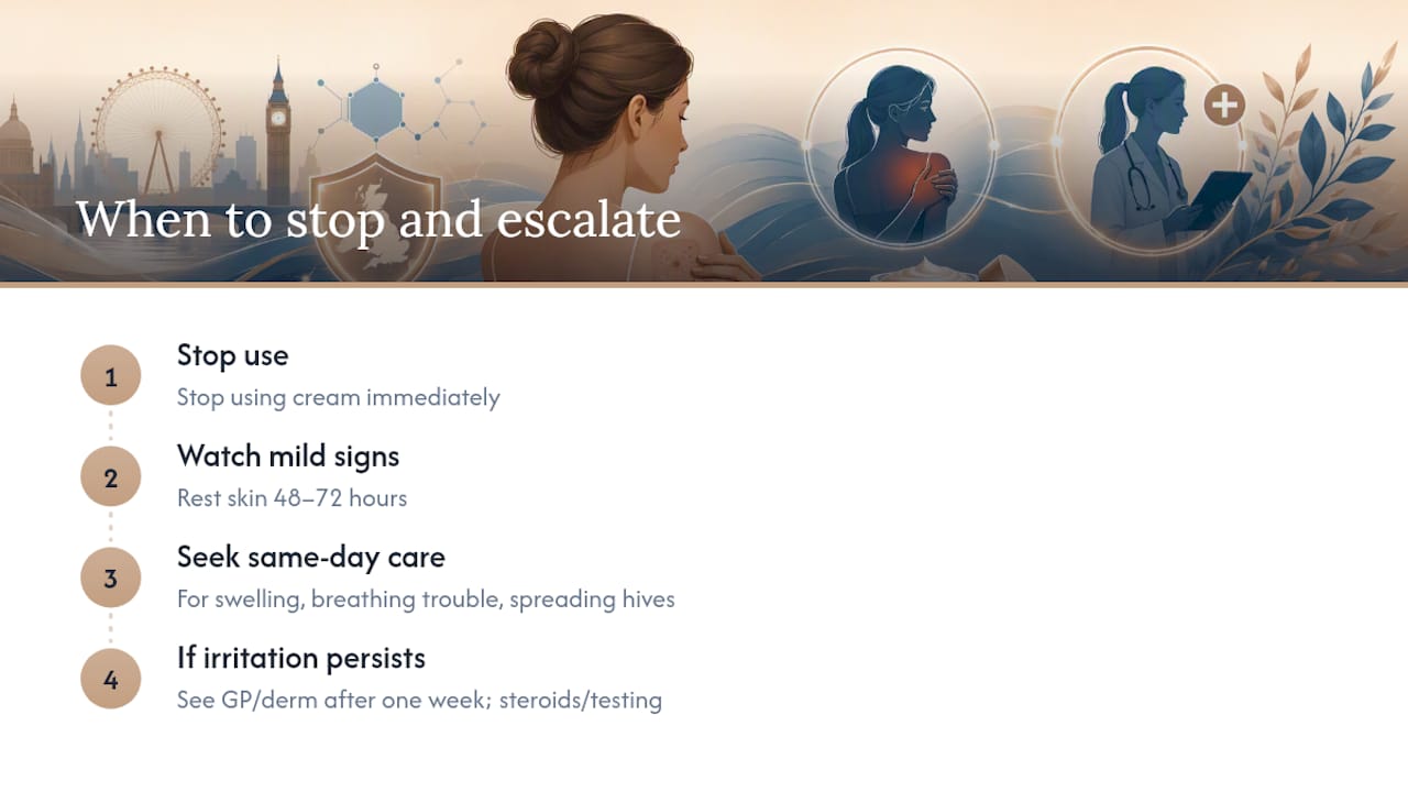 Skin reaction response and medical help timeline