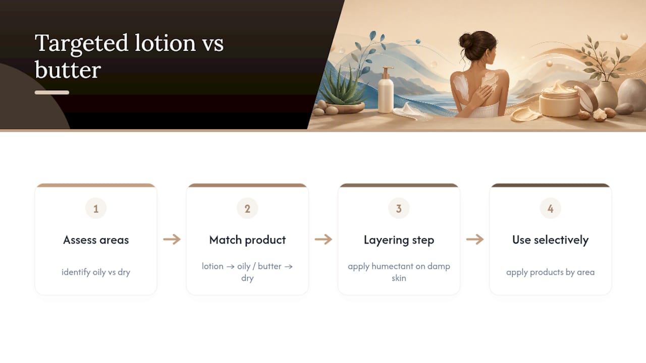 Diagram comparing lotion and body butter by skin area