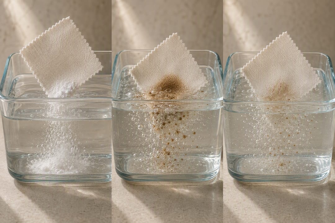 Illustration of oxygen bleach lifting fabric stains
