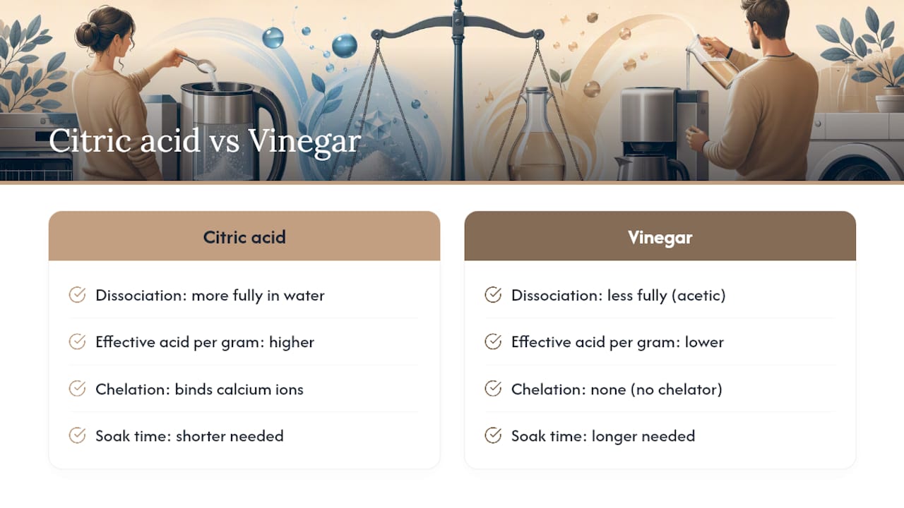 Citric acid and vinegar descaling comparison