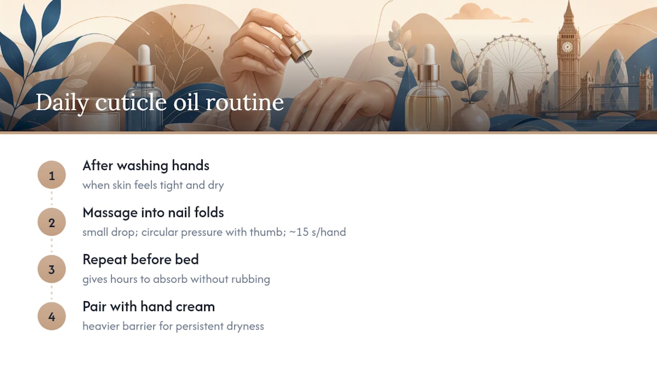 Four-step daily cuticle oil routine