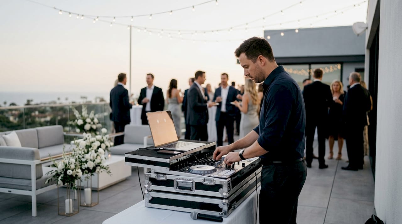 Professional DJ playing at Orange County wedding reception