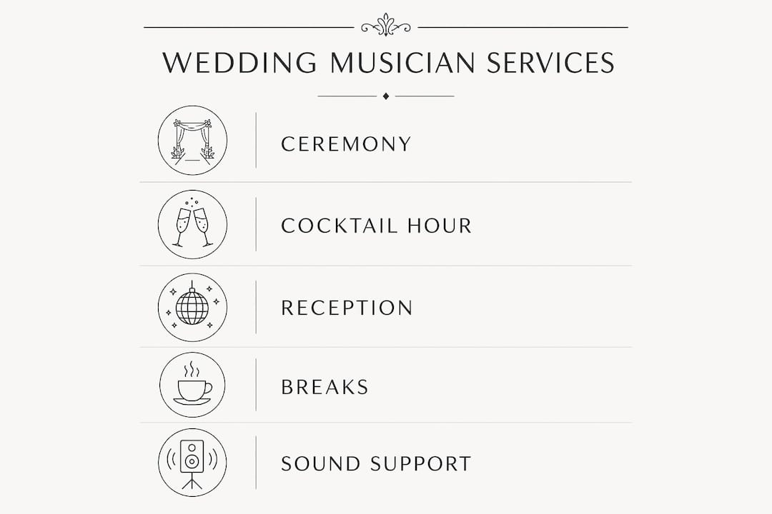 Infographic outlining wedding musician service segments