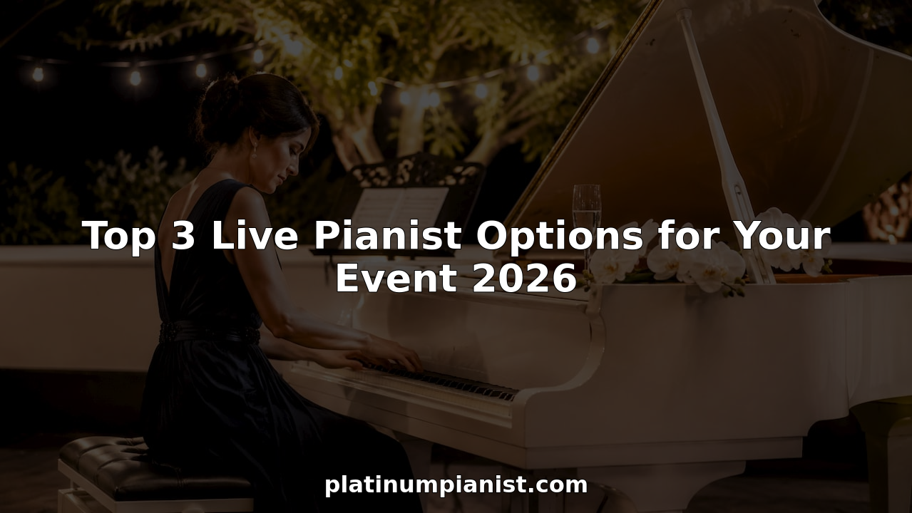Live pianist performing on white grand piano at event