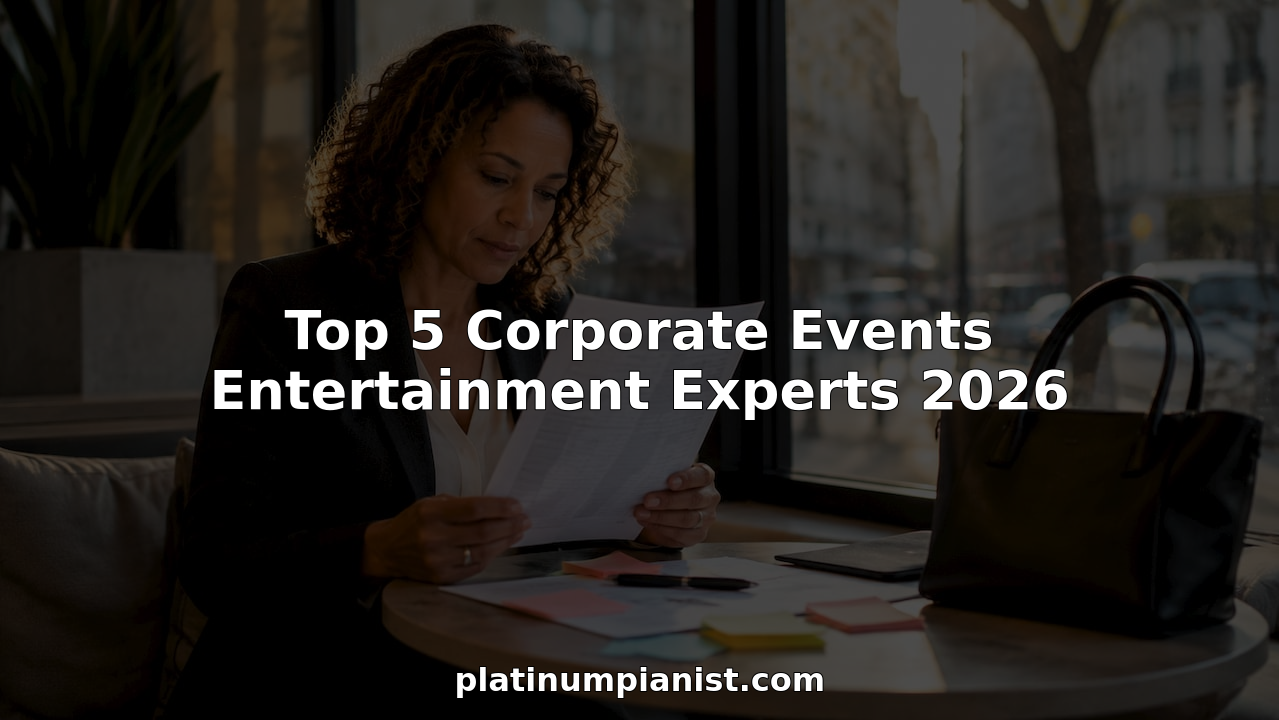 Event planner reviewing entertainment schedule in conference room