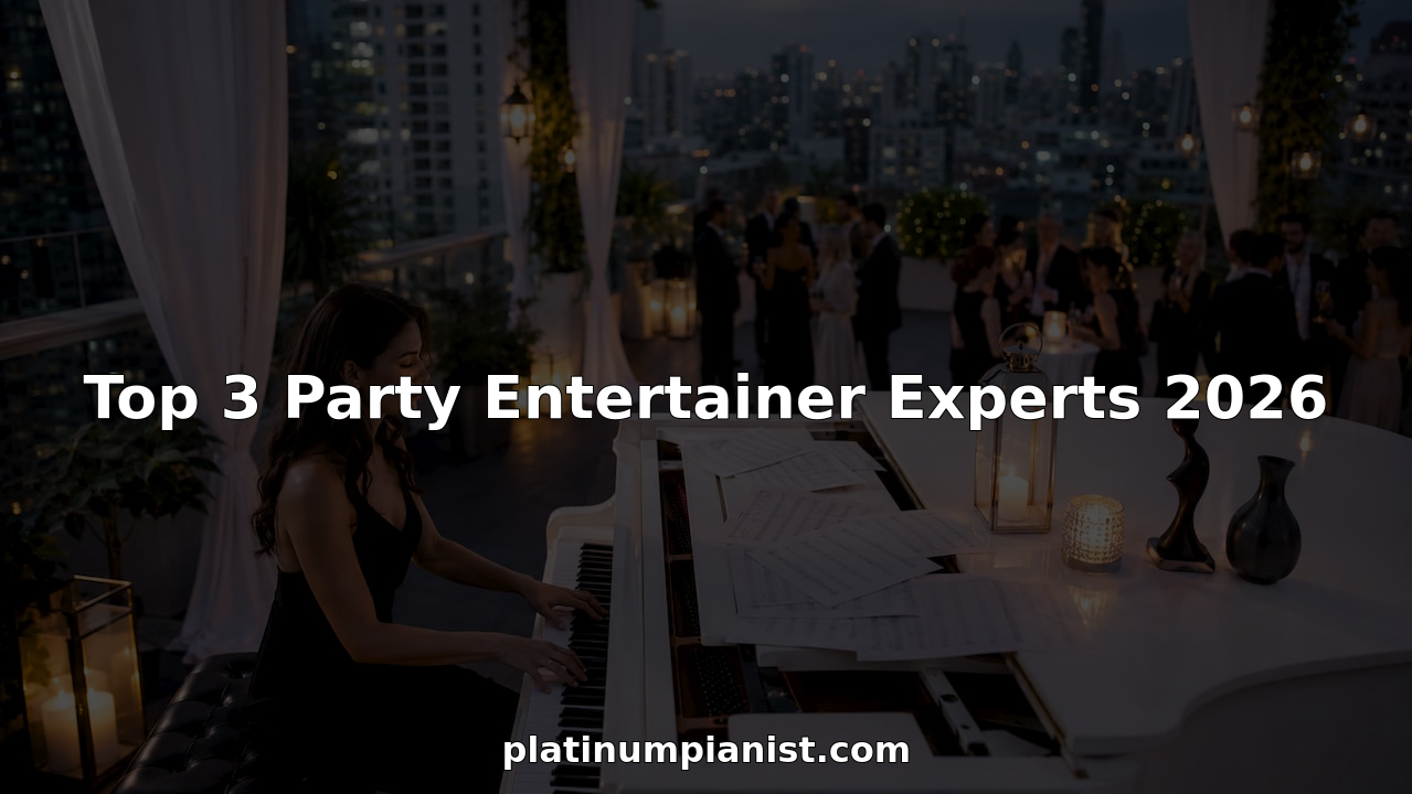 Female pianist playing white grand piano at elegant party