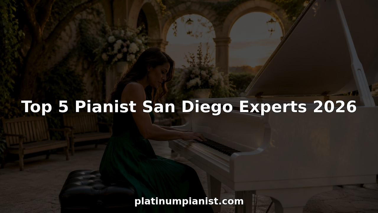 Female pianist playing grand piano at elegant event