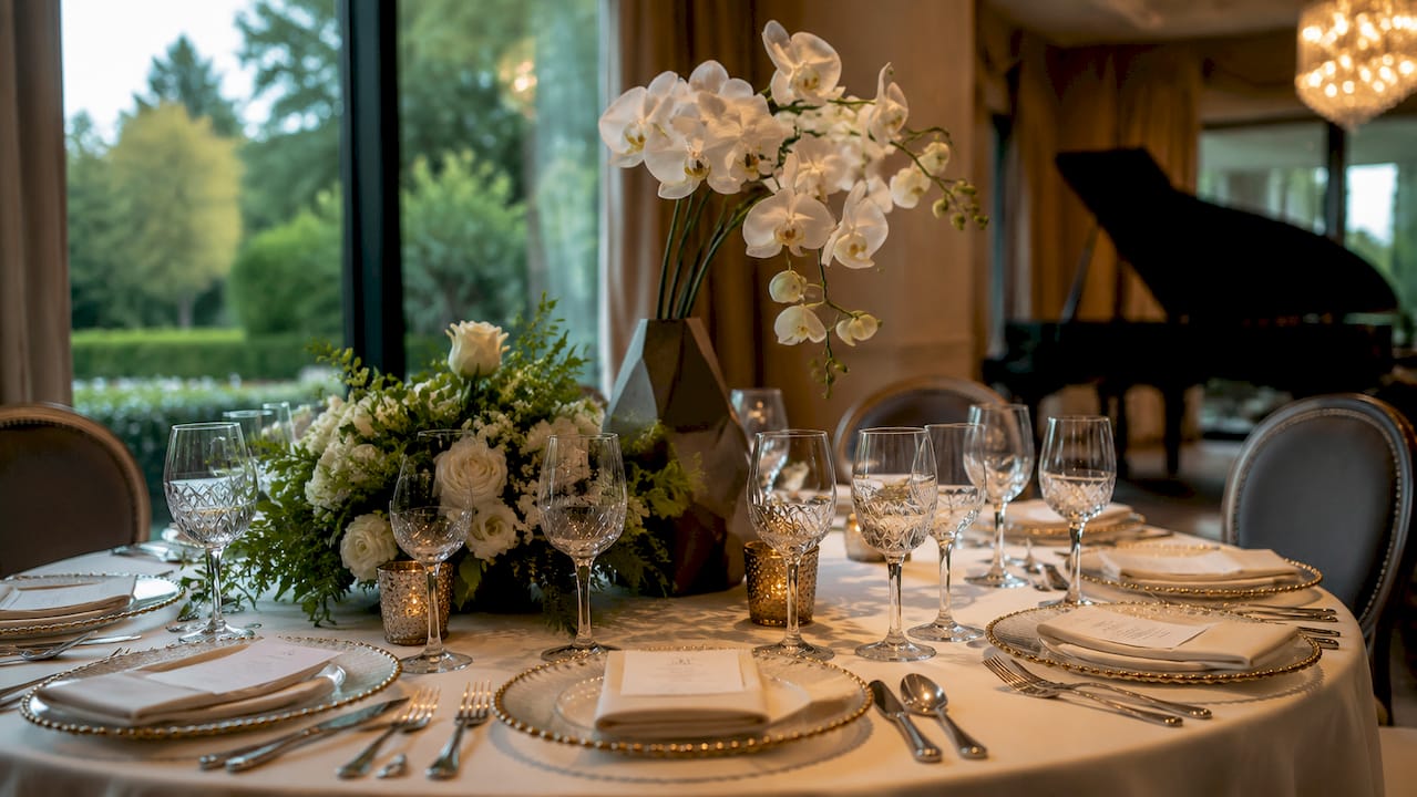 Luxury wedding table with elegant centerpiece