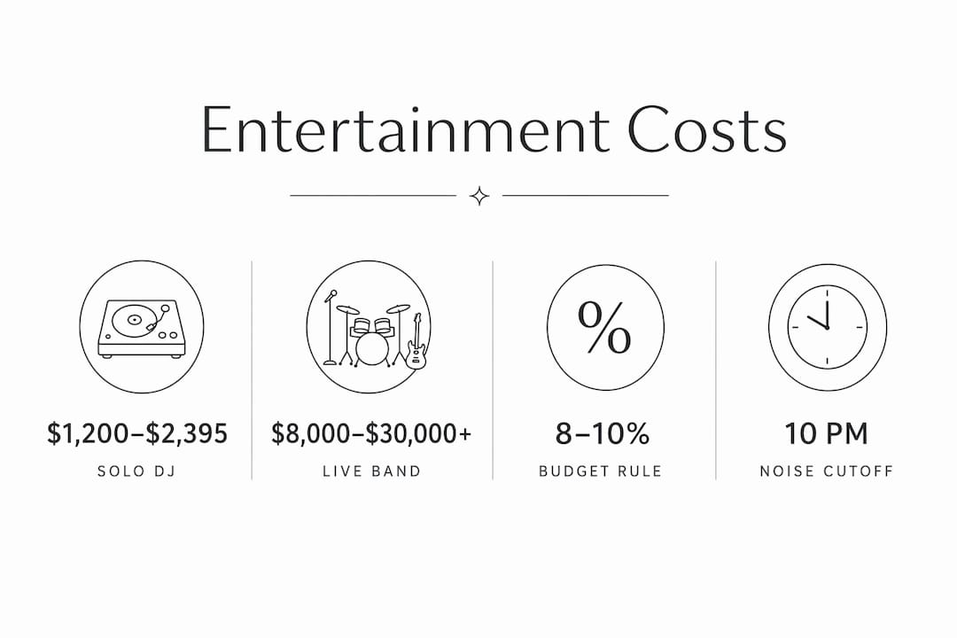 Infographic showing Temecula wedding entertainment cost ranges