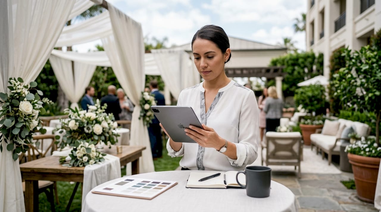 Female event planner working in San Diego office