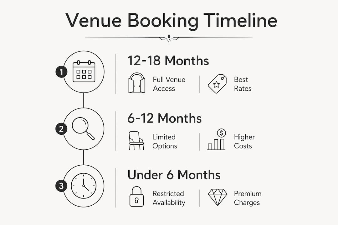 Infographic showing venue booking timeline tiers
