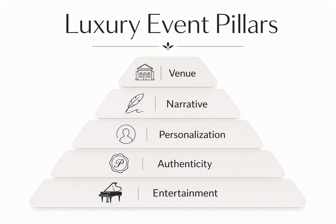 Infographic illustrating luxury event success pillars
