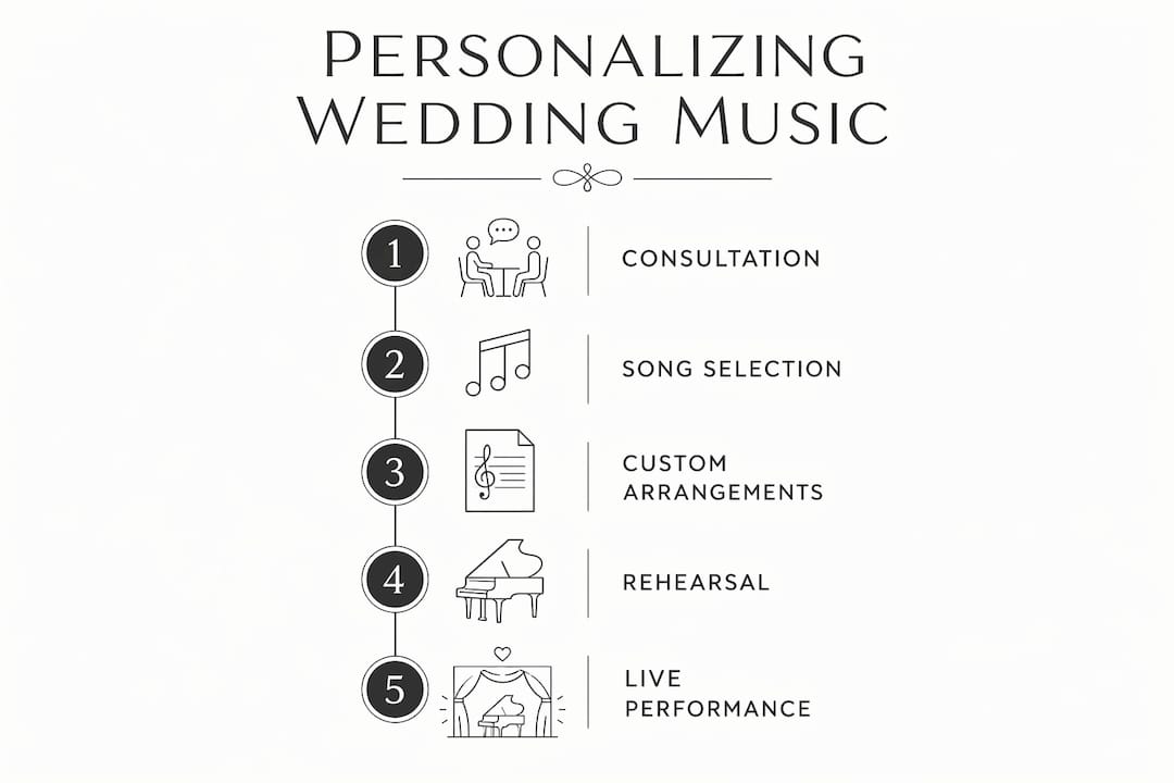 Infographic illustrating the personalized process of wedding pianist music
