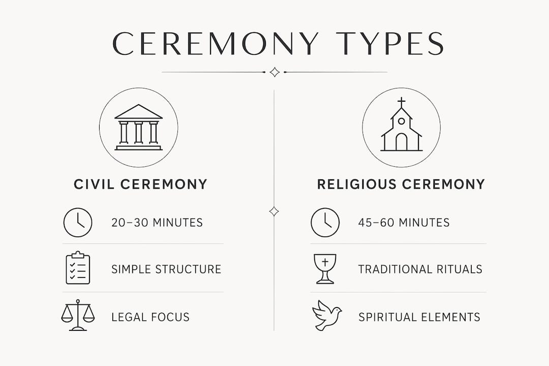 Infographic comparing civil and religious weddings