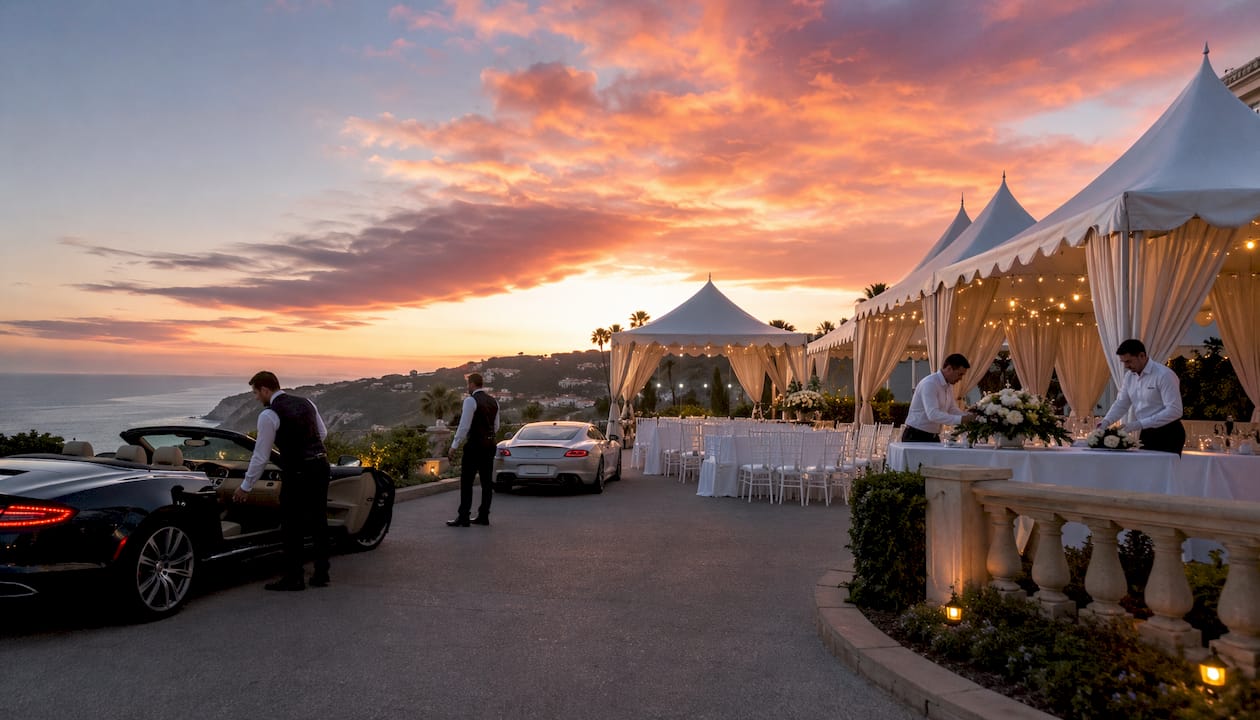 Bluff-top outdoor event setup at Ritz-Carlton Laguna Niguel