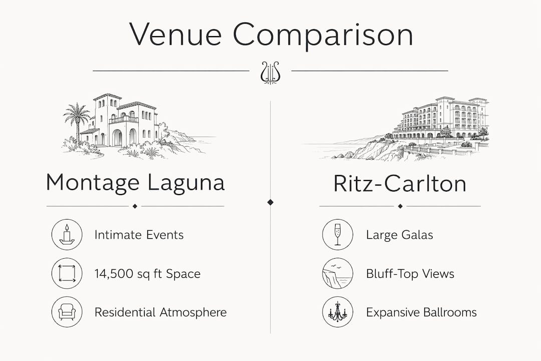Infographic comparing Montage Laguna and Ritz-Carlton venues