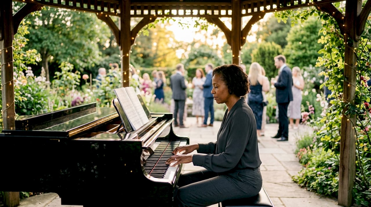 Solo pianist performing at private event
