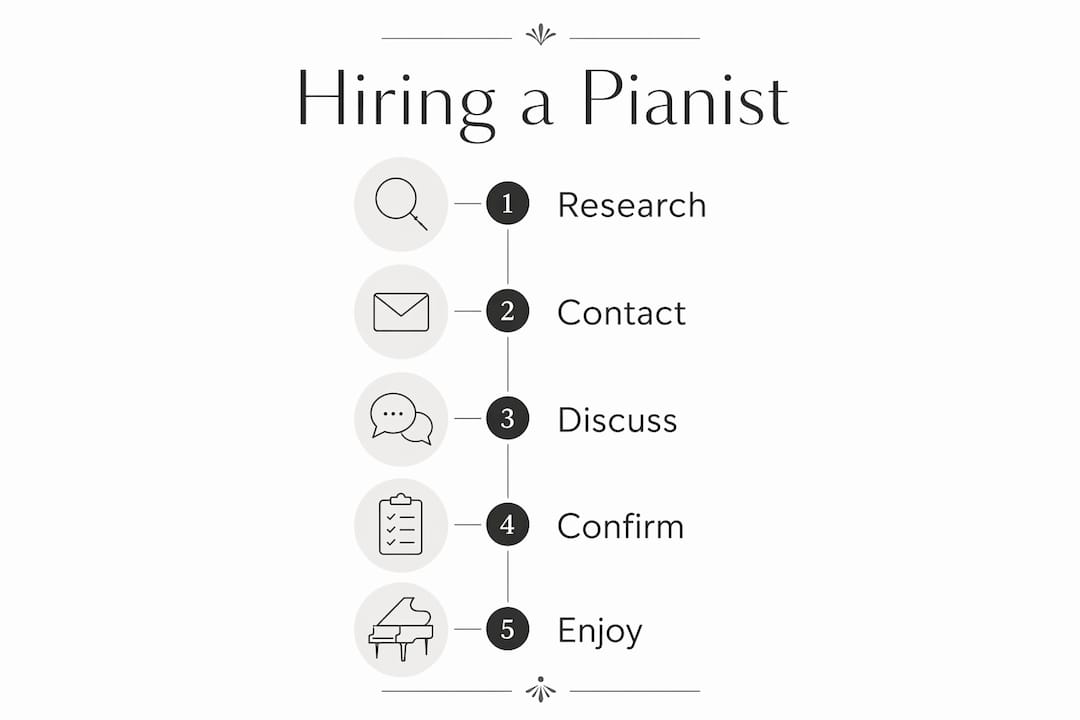 Infographic illustrating pianist hiring process steps