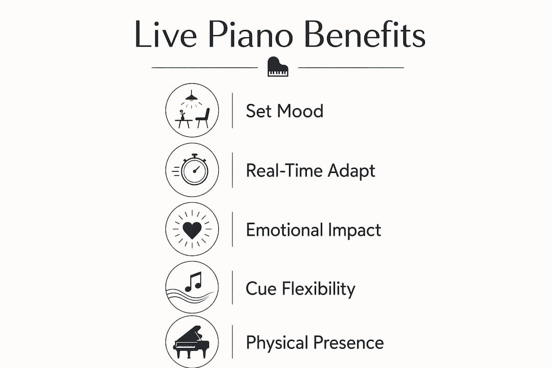 Infographic showing benefits of live piano at weddings