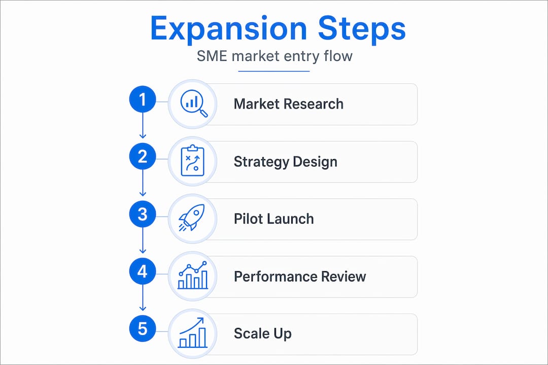 Infographic outlining SME market expansion steps