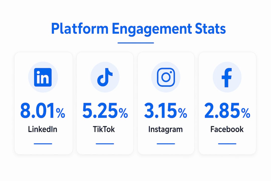 Infographic showing social media platform engagement stats