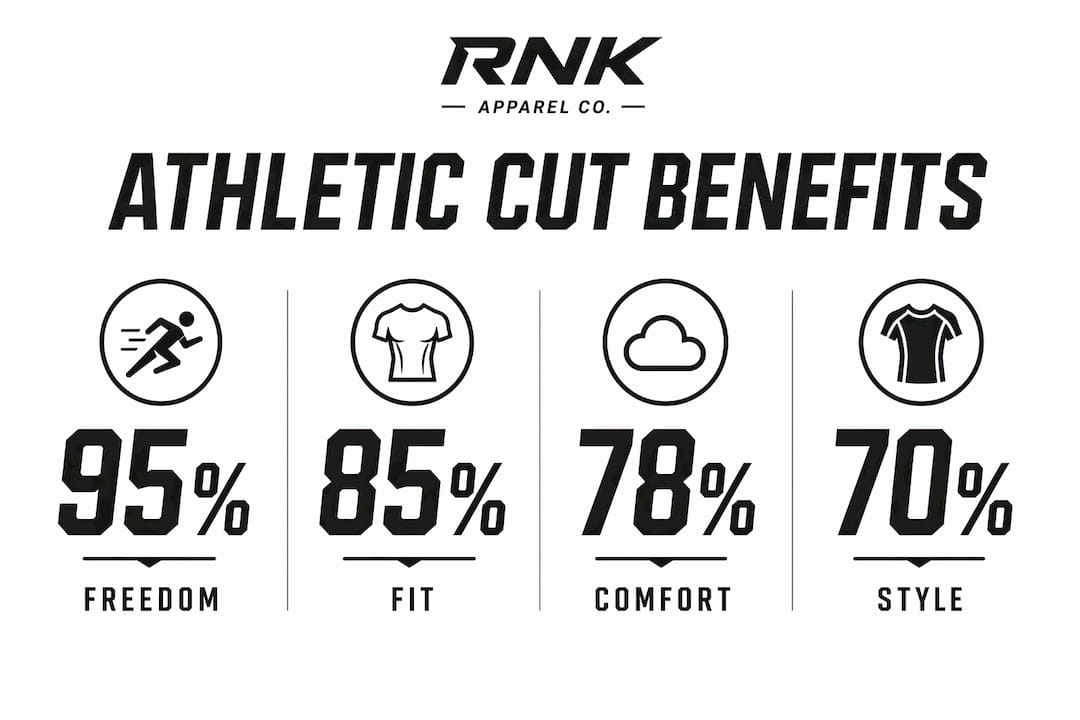Infographic highlighting key benefits of athletic cut clothing