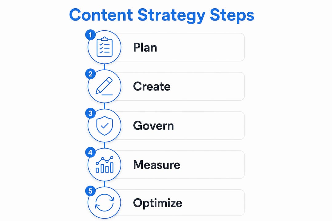 Infographic illustrating content strategy steps