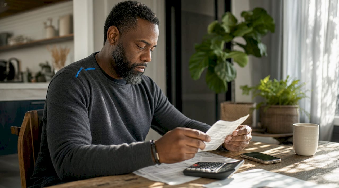 Hands sorting marketing financial documents and receipts
