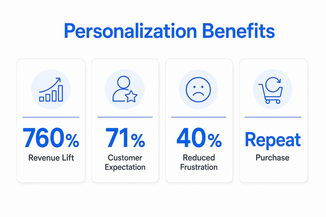 Infographic showing key statistics for SMB personalized marketing