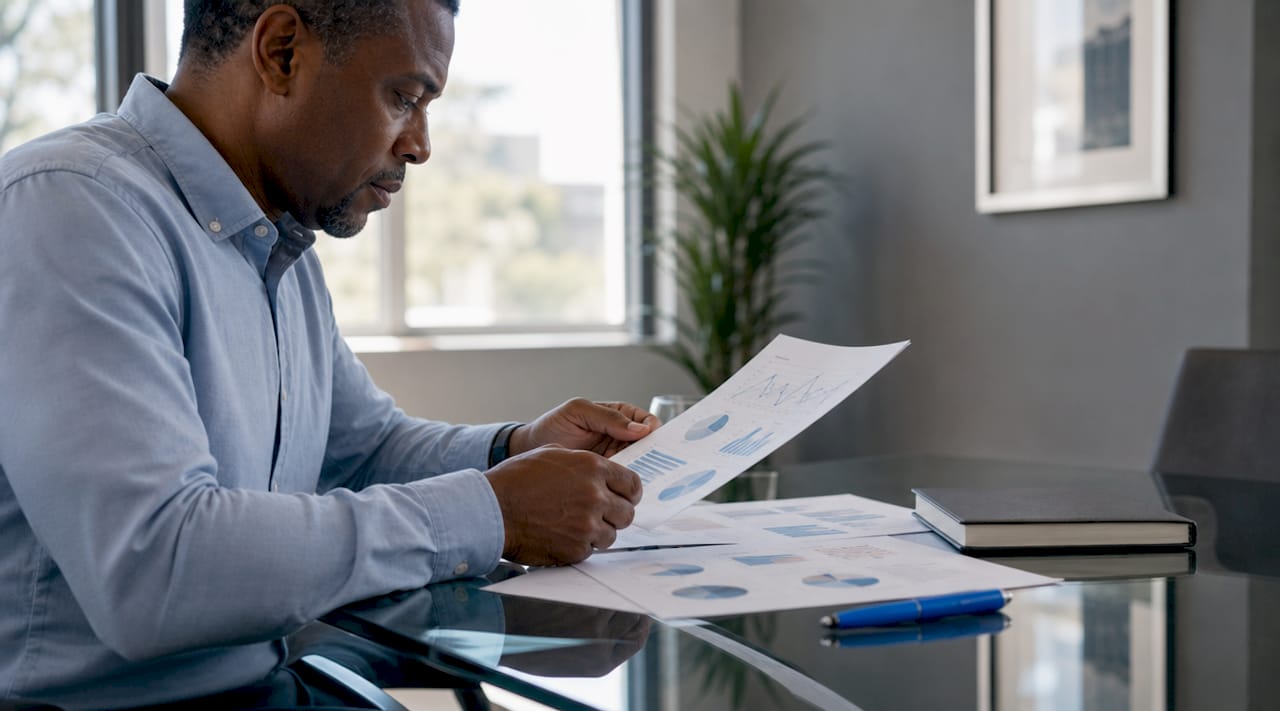 Hands pointing at cost analysis charts