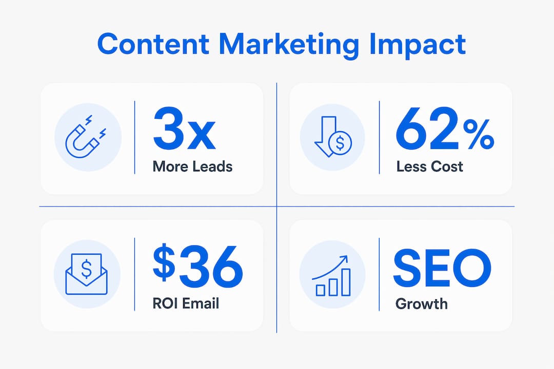 Infographic presenting content marketing benefits for SMBs