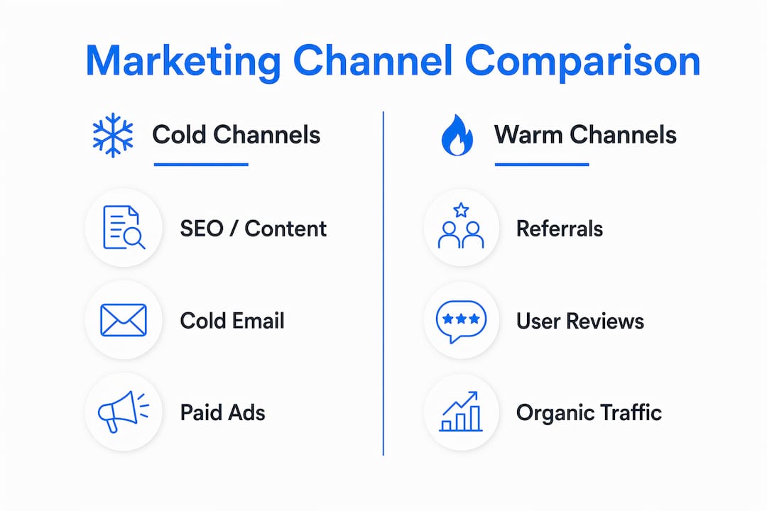 Infographic comparing marketing channels for SMBs