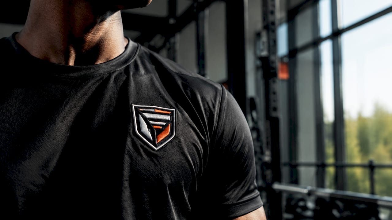 Close-up of left chest team crest on jersey