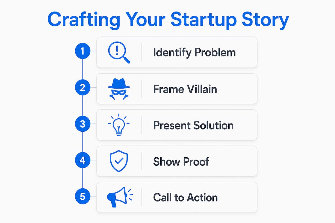Infographic outlining steps to craft a startup story